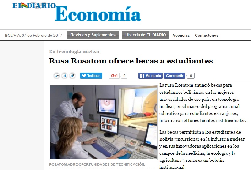 Rusa Rosatom ofrece becas a estudiantes
